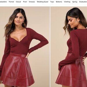 Never Worn: Cute Flirty Burgundy Skirt from Lulus